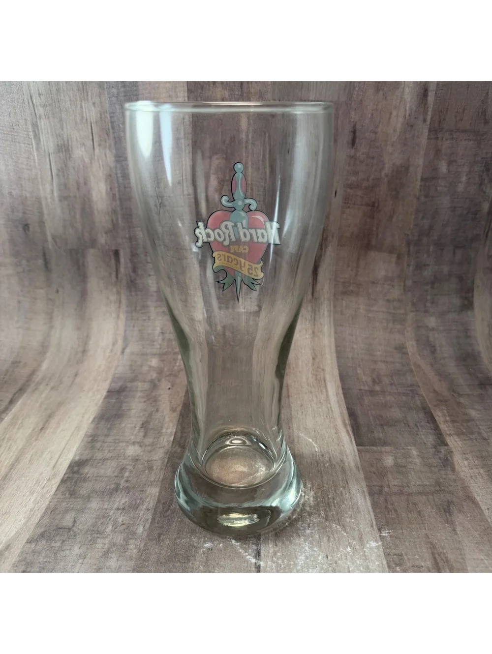 Vintage Hard Rock Cafe 25 Years Glass 1996 Tall Pilsner Glass 8 3/8